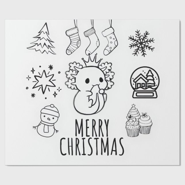 Axolotl christmas wrapping paper (Flat)