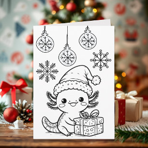Axolotl Coloring Page   Christmas Card