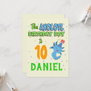 Axolotl Custom Birthday Boy Matching  Invitation