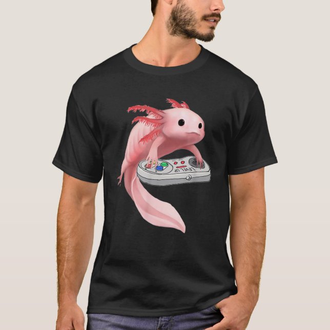 Axolotl Cute Fish Playing Video Game - Axolotl Gam T-Shirt (Front)