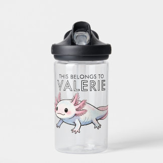 Axolotl Cute Kid Personalised This Belongs To Girl Water Bottle