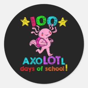 Axolotl Days Of School Funny 100 Days Of School Classic Round Sticker