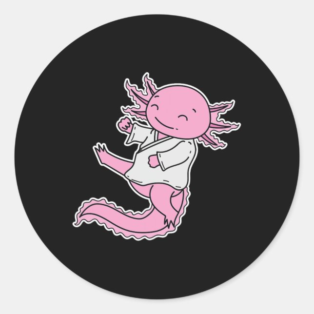 Axolotl Does Karate  Classic Round Sticker (Front)
