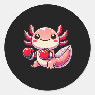 Axolotl Dressed As A Boxer Funny Boxing Classic Round Sticker