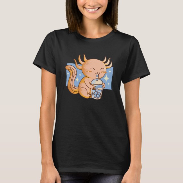 Axolotl Drinking Bubble Tea T-Shirt (Front)