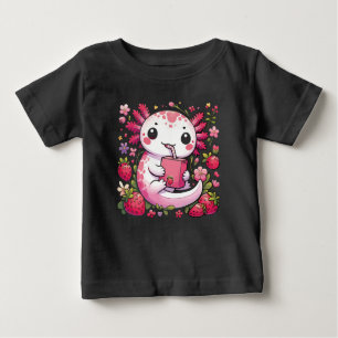 Axolotl Drinking Japanese Strawberry Milk  Baby T-Shirt