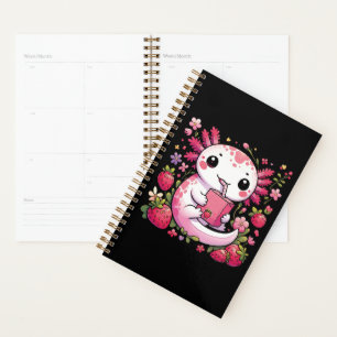Axolotl Drinking Japanese Strawberry Milk Planner