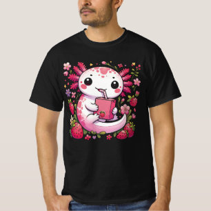 Axolotl Drinking Japanese Strawberry Milk  T-Shirt