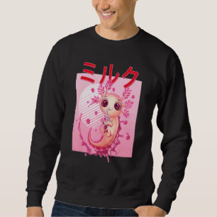 Axolotl Drinking Strawberry Milk Pink Plush Salama Sweatshirt