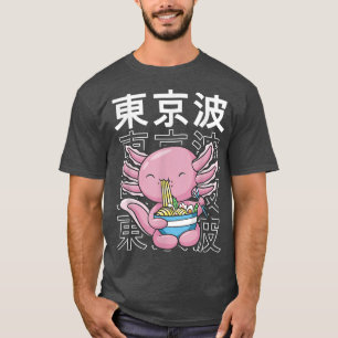 Axolotl Eat Ramen Milk Kawaii Aesthetic Kids Teen  T-Shirt