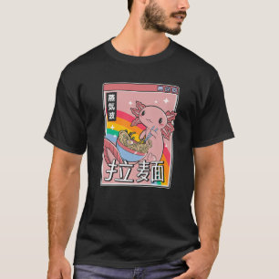 Axolotl Eating Ramen Japan Style 80S Otaku Vaporwa T-Shirt
