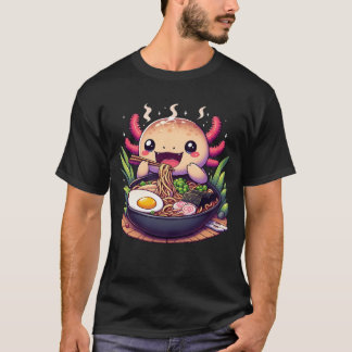 Axolotl Eating Ramen Japanese Noodles Cute Food Lo T-Shirt