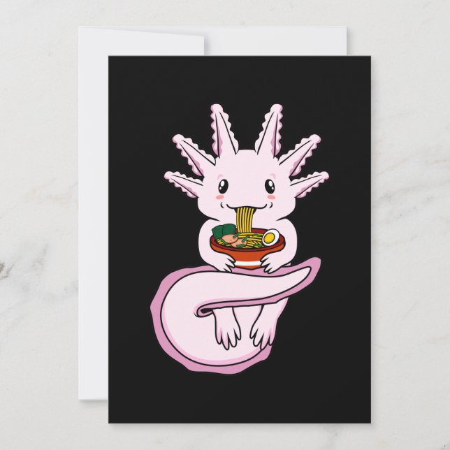 Axolotl Eating Ramen Kawaii Animal Lover Pet Owner Thank You Card (Front)