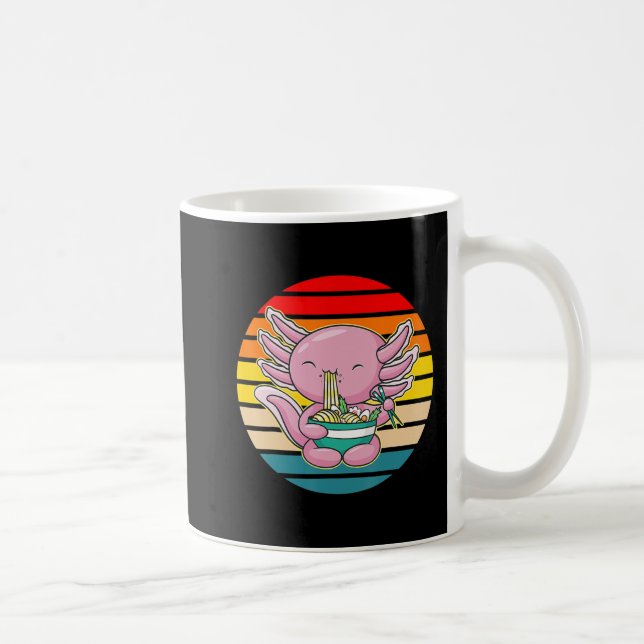 Axolotl Eating Ramen Kawaii Anime Japanese Food Ki Coffee Mug (Right)