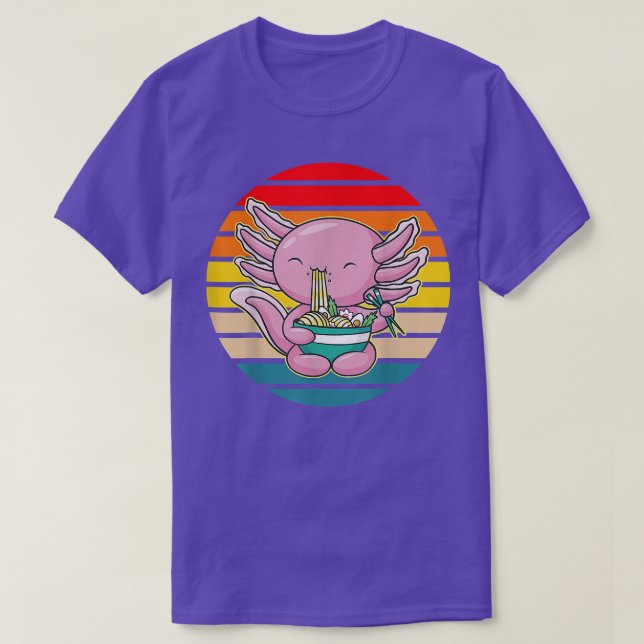 Axolotl Eating Ramen Kawaii Anime Japanese Food Ki T-Shirt (Design Front)