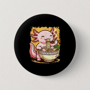 Axolotl Eating Ramen Noodles 6 Cm Round Badge