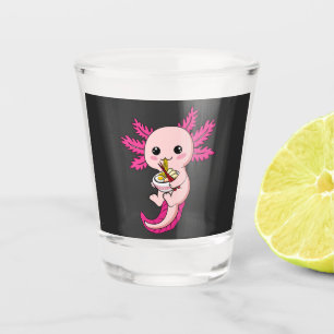 Axolotl Eating Ramen Noodles Kawaii Anime Shot Glass