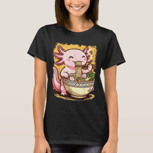 Axolotl Eating Ramen Noodles  T-Shirt