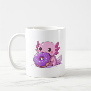 Axolotl eats purple doughnuts. baby coffee mug