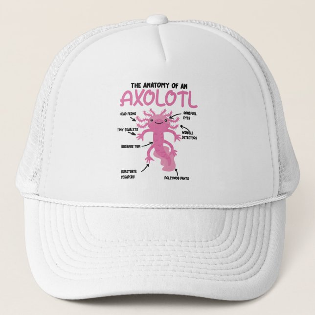 Axolotl Explanation Anatomy Of An Axolotl Trucker Hat (Front)
