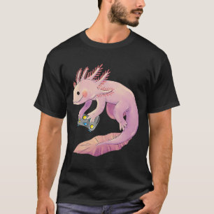 Axolotl Fish Playing Video Game White Axolotl Liza T-Shirt