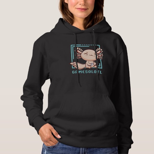 Axolotl Fish Playing Video Games Lizard Gamesolotl Hoodie (Front)