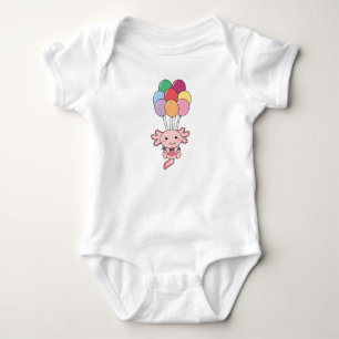 Axolotl Flies Up With Colourful Balloons Baby Bodysuit