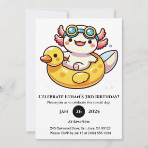 Axolotl Float Fun Birthday Invitation
