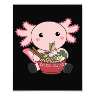 Axolotl Food Ramen Japanese Food Kawaii Animals Po Photo Print