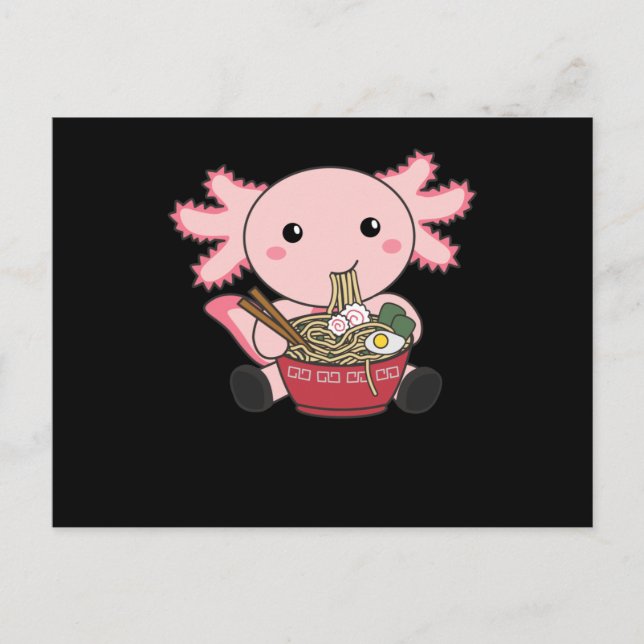 Axolotl Food Ramen Japanese Food Kawaii Animals Postcard (Front)