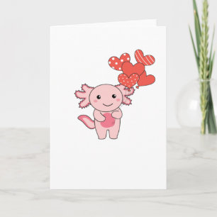 Axolotl For Valentine's Day Cute Animals With Card