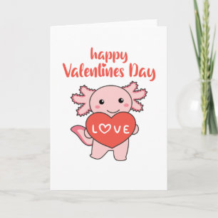 Axolotl For Valentine's Day Cute Animals With Card