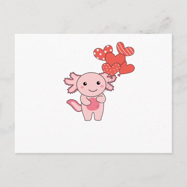 Axolotl For Valentine's Day Cute Animals With Postcard (Front)