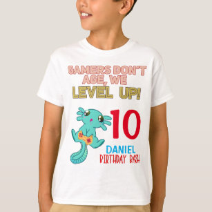 Axolotl Gamer Birthday Boy Video Game Party T-Shirt