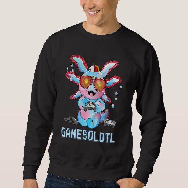 Axolotl   Gamer Boys Gamesolotl Plush Pet Kids Sweatshirt (Front)