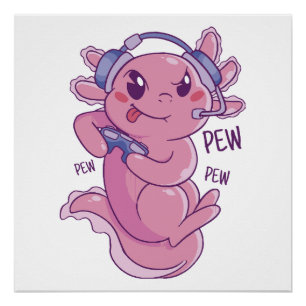 Axolotl Gamer Challenge Blast Poster