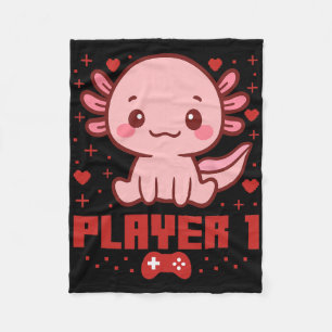 Axolotl Gamer Couple Capyra Retro Pixel Arcade  Fleece Blanket