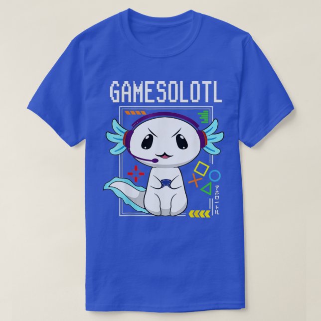 Axolotl Gamesolotl  Axolotl Playing Video Games  T-Shirt (Design Front)