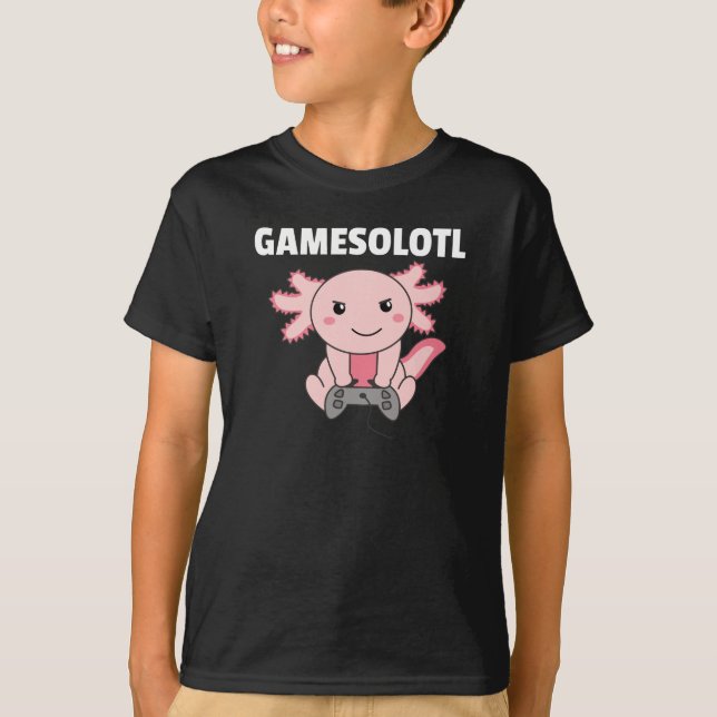 Axolotl Gamesolotl Cute Animals For Gamers T-Shirt (Front)