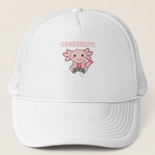 Axolotl Gamesolotl Cute Animals For Gamers Trucker Hat