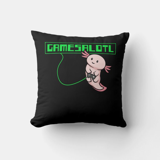 Axolotl Gaming Gamesalotl Kawaii Cushion (Front)