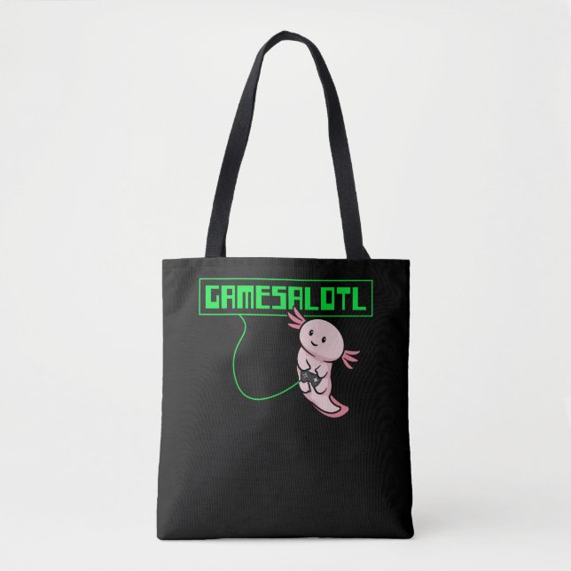 Axolotl Gaming Gamesalotl Kawaii Tote Bag (Front)