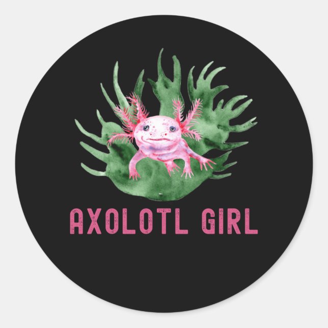 Axolotl Girl, Cute Funny Axolotl Lover Classic Round Sticker (Front)