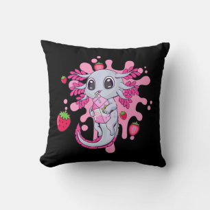 Axolotl Girl Strawberry Milk Shake Kawaii Japanese Cushion