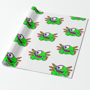 axolotl halloween animal zombie creepy wrapping paper
