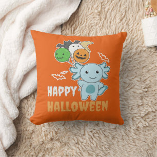 Axolotl Halloween Balloons Kids Cute Axolotls Cushion