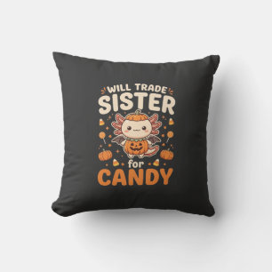 Axolotl Halloween Candy Trade Vector Design_1 Cushion