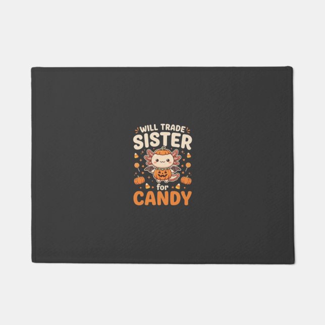 Axolotl Halloween Candy Trade Vector Design_1 Doormat (Front)