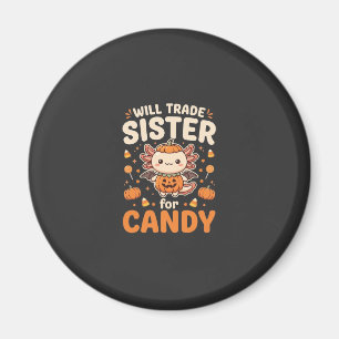 Axolotl Halloween Candy Trade Vector Design_1 Magnet