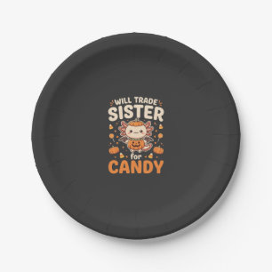 Axolotl Halloween Candy Trade Vector Design_1 Paper Plate